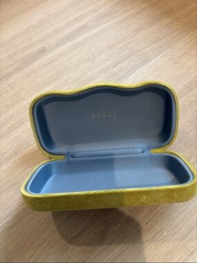 Gucci Yellow Velvet Eyewear Case with Blue Interior